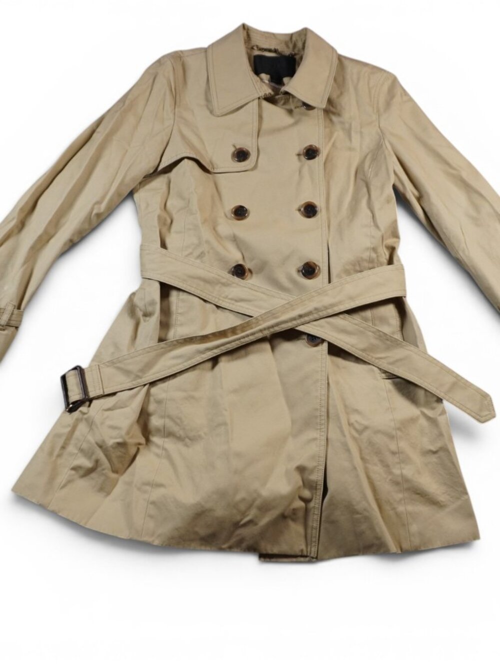 J Crew Collection Icon Coat Womens 10P Beige Trench Belted Lined Mid Length